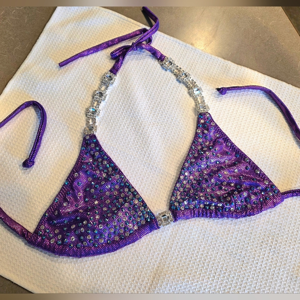 Purple Sequin Bikini Top